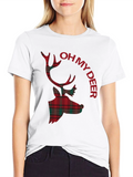 Plaid Deer Graphic Tee - Oh My Deer T-Shirt