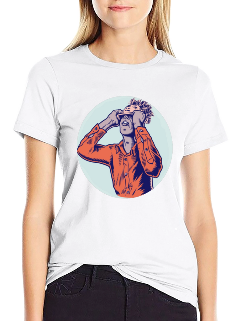 Graphic Tee with Man Peeling Face Design