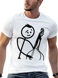 Stick Figure Cello Player Black T-Shirt