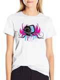 Skull & Retro TV Graphic Black T-Shirt