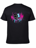 Skull & Retro TV Graphic Black T-Shirt