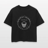 "Savage Skull Circle – Dark Gothic Tribal T-Shirt