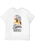 Girl Who Loves Horses Black T-Shirt