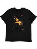 Girl Who Loves Horses Black T-Shirt