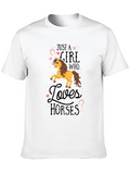 Girl Who Loves Horses Black T-Shirt