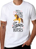 Girl Who Loves Horses Black T-Shirt