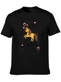 Girl Who Loves Horses Black T-Shirt