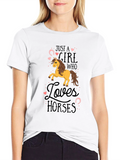 Girl Who Loves Horses Black T-Shirt