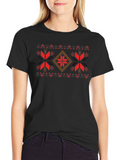 Nordic Patterned Black T-Shirt