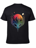 Alien Cityscape Graphic Tee - Black