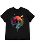 Alien Cityscape Graphic Tee - Black