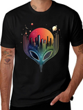 Alien Cityscape Graphic Tee - Black