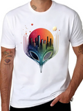 Alien Cityscape Graphic Tee - Black