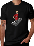 Skeleton Keyboardist Graphic Tee