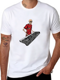 Skeleton Keyboardist Graphic Tee