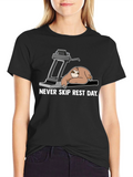 Never Skip Rest Day Sloth Graphic T-Shirt