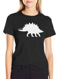 Dinosaur Stegosaurus Graphic Black T-Shirt