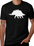 Dinosaur Stegosaurus Graphic Black T-Shirt