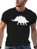 Dinosaur Stegosaurus Graphic Black T-Shirt