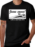 Jesus Saves! Graphic T-Shirt - Black