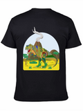 Jurassic Tee: Volcano Dinosaur Graphic T-Shirt