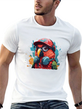 Cool Parrot Graphic Tee - Stylish Mens Black T-Shirt