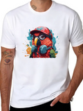 Cool Parrot Graphic Tee - Stylish Mens Black T-Shirt
