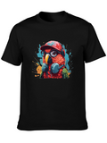 Cool Parrot Graphic Tee - Stylish Mens Black T-Shirt