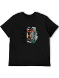 Yusha Lion Graphic Black Tee