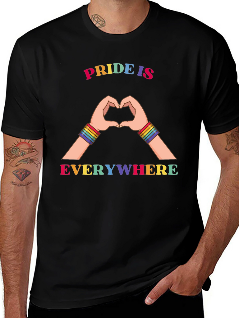 Pride Is Everywhere Rainbow Heart Hands T-Shirt