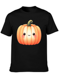 Kawaii Pumpkin Graphic Tee - Halloween Style
