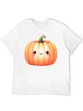 Kawaii Pumpkin Graphic Tee - Halloween Style