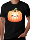 Kawaii Pumpkin Graphic Tee - Halloween Style