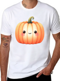 Kawaii Pumpkin Graphic Tee - Halloween Style