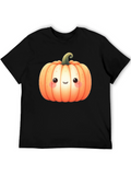 Kawaii Pumpkin Graphic Tee - Halloween Style