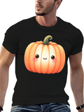 Kawaii Pumpkin Graphic Tee - Halloween Style