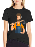 Lumberjack Cartoon Graphic Tee - Black
