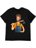 Lumberjack Cartoon Graphic Tee - Black