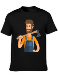 Lumberjack Cartoon Graphic Tee - Black