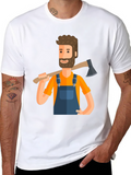 Lumberjack Cartoon Graphic Tee - Black