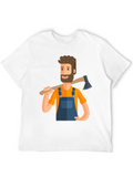 Lumberjack Cartoon Graphic Tee - Black