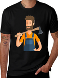 Lumberjack Cartoon Graphic Tee - Black