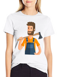 Lumberjack Cartoon Graphic Tee - Black