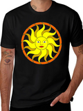 Black T-Shirt with Sun Graphic