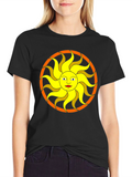 Black T-Shirt with Sun Graphic