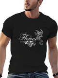 Black Flower Butterfly Graphic T-Shirt