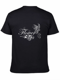 Black Flower Butterfly Graphic T-Shirt