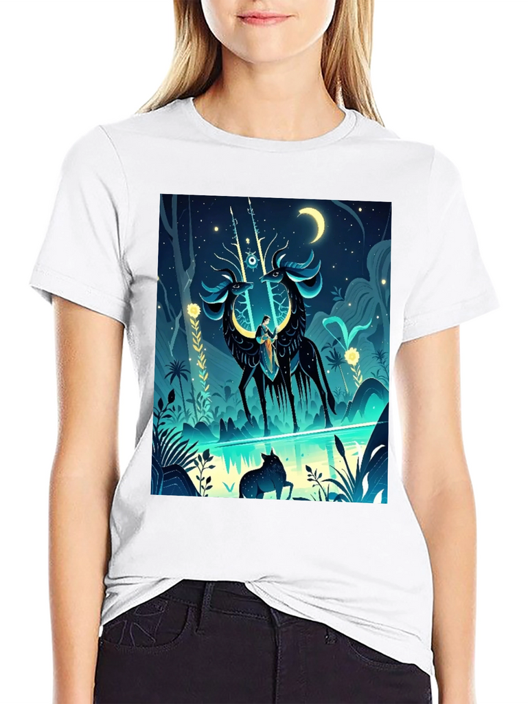 Mystical Creatures Graphic Tee - Black