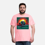 This vintage-style illustration features a powerfu