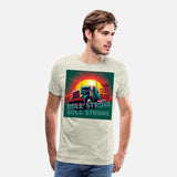 This vintage-style illustration features a powerfu